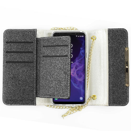 Glitter Detachable Purse Black S9 Plus