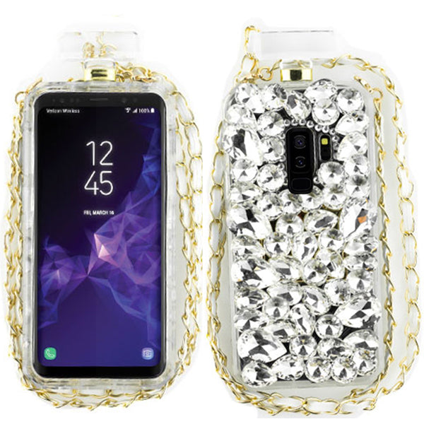 Handmade Silver Stones Bling Bottle Case Samsung S9 Plus