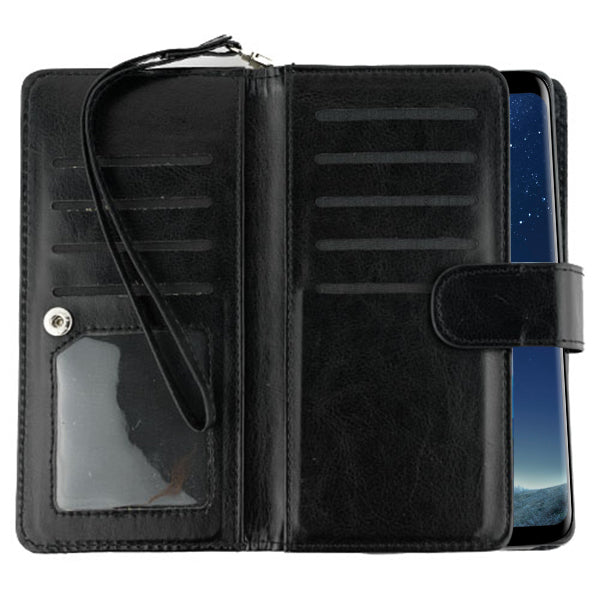 Handmade Bling Black Wallet Detachable S8