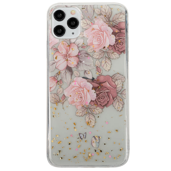 Flowers Gold Flakes Case IPhone 13 Pro