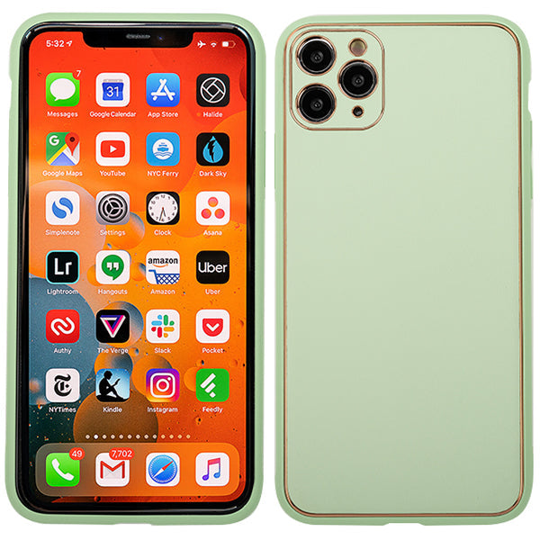 Leather Style Mint Green Gold Case Iphone 11 Pro