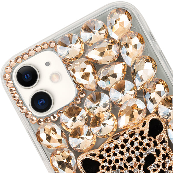 Handmade Cheetah Bling Gold Case Iphone 12 Mini