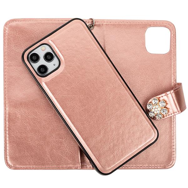 Handmade Detachable Bling Pink Flower Wallet iphone 11 Pro