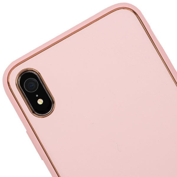 Leather Style Light Pink Gold Case Iphone XR