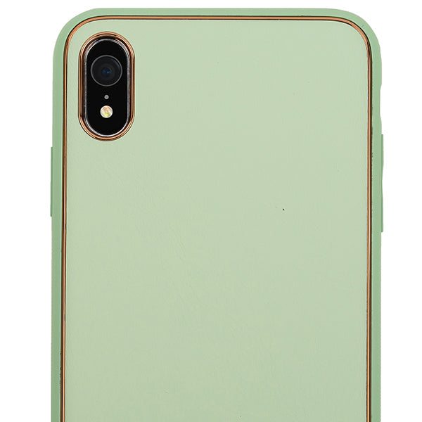 Leather Style Mint Green Gold Case Iphone XR