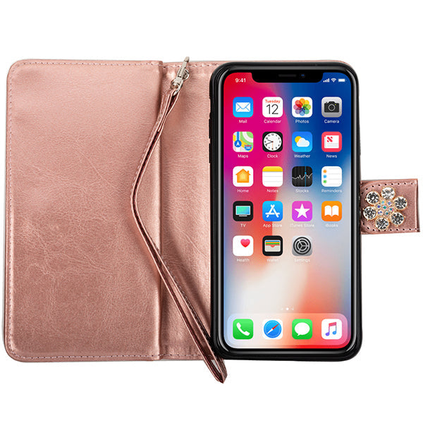 Handmade Bling Fox Rose Gold Wallet Iphone XS Max