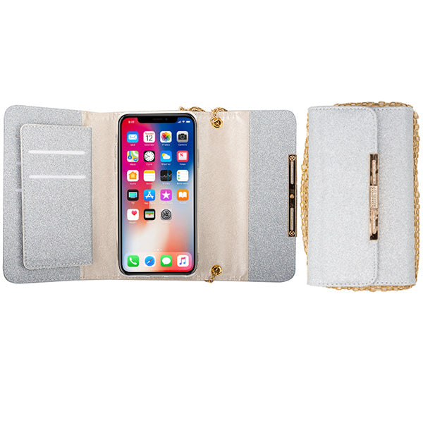 Glitter Detachable Purse Silver  Iphone XR