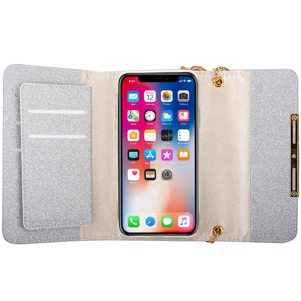 Glitter Detachable Purse Silver  Iphone XR