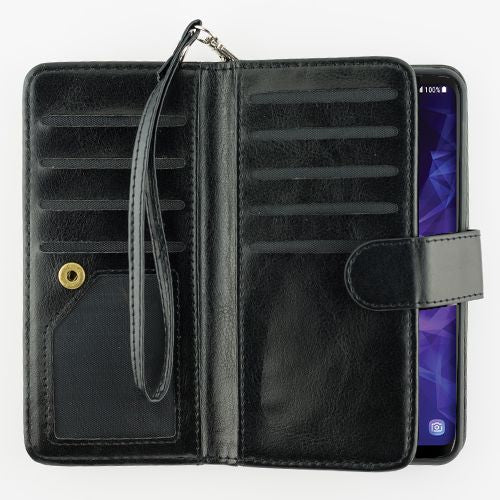 Handmade Black Bling Wallet Detachable Samsung S9 Plus
