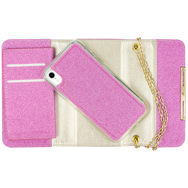 Glitter Detachable Purse Hot Pink Iphone XR