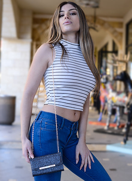 Glitter Detachable Purse Black IPhone XR