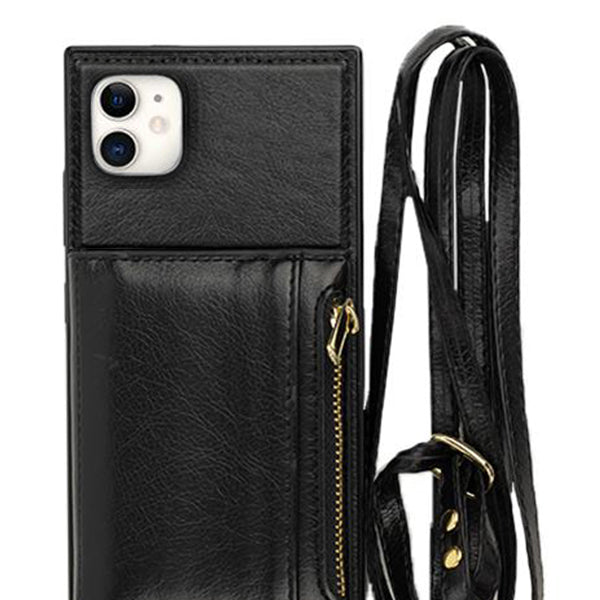 Crossbody Card Holder Case Black Iphone 11