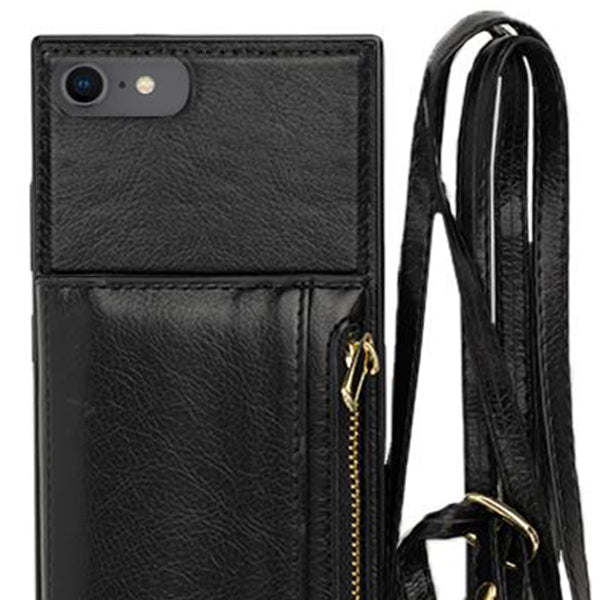Crossbody Card Holder Black Case Iphone 7/8 SE 2020