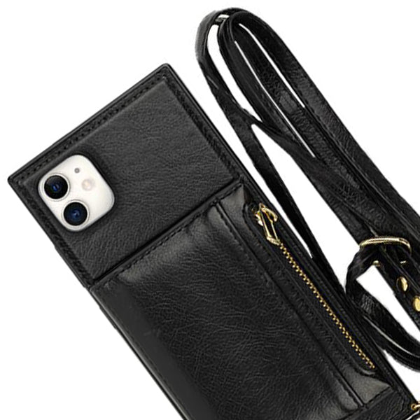 Crossbody Card Holder Case Black Iphone 11