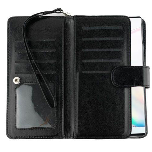 Handmade Detachable Bling Black Wallet Note 10 Plus