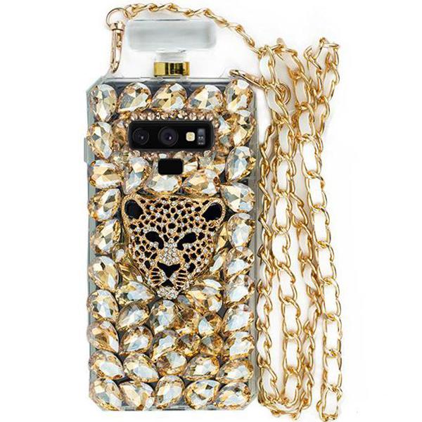 Handmade Cheetah Gold Bling Bottle Note 9