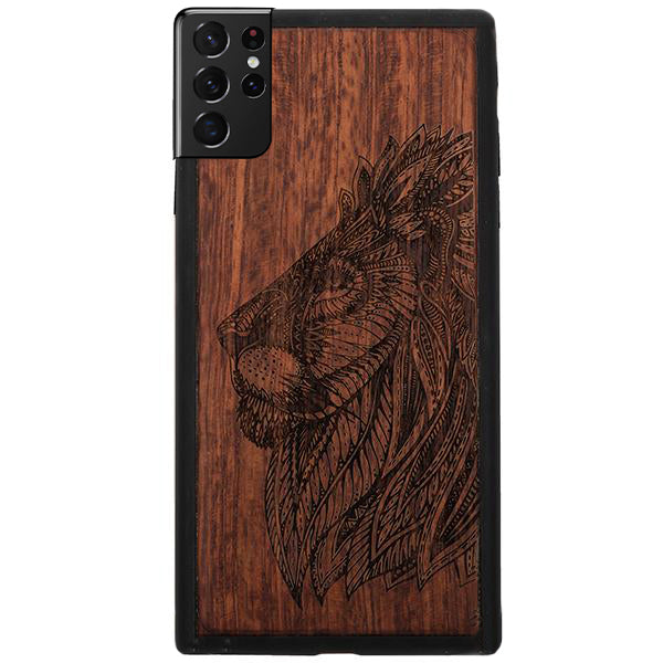 Lion Real Wood Case Samsung S21 Ultra