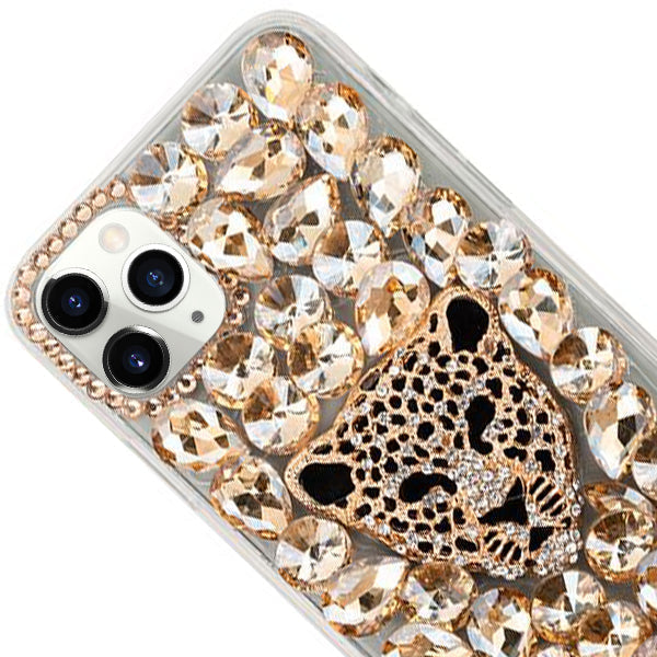 Handmade Cheetah Bling Gold Case IPhone 13 Pro