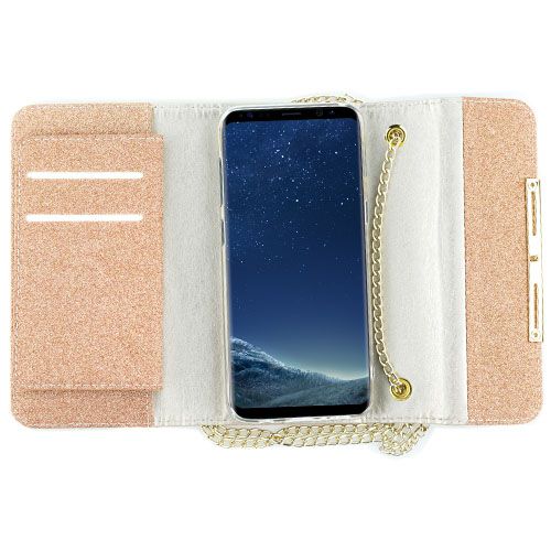 Glitter Detachable Purse Rose Gold Samsung S8 - Bling Cases.com