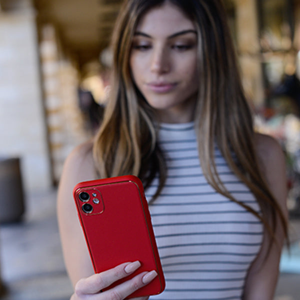 Leather Style Red Gold Case Iphone XR