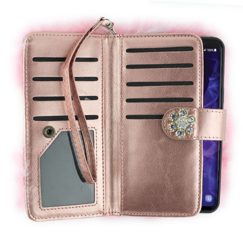 Fur Detachable Wallet Light Pink Samsung S9 Plus - Bling Cases.com
