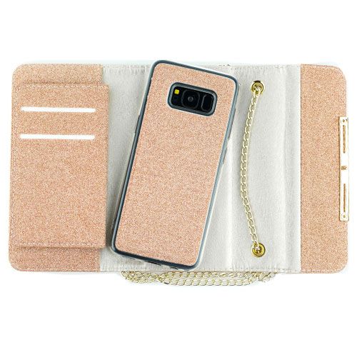 Glitter Detachable Purse Rose Gold Samsung S8 - Bling Cases.com