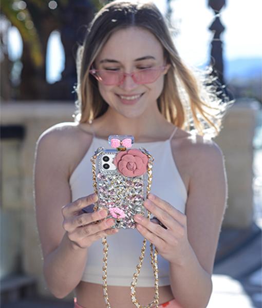 Handmade Pink Flower Bottle Case Samsung S10 Plus