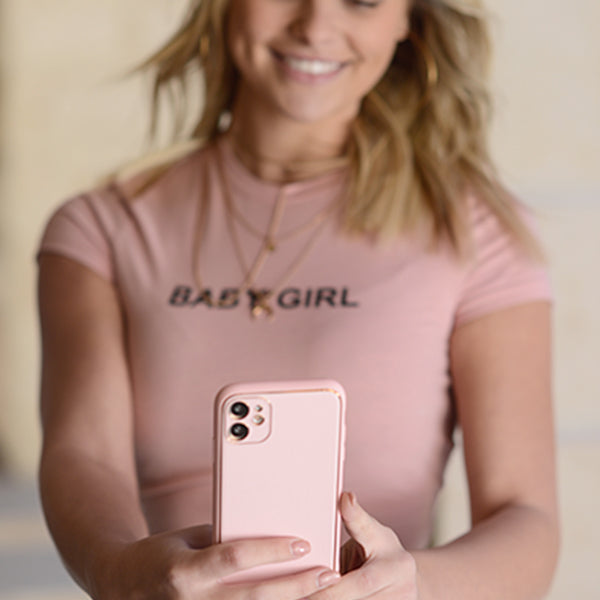 Leather Style Light Pink Gold Case Iphone XR