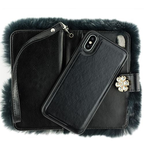 Fur Grey Wallet Iphone 10/X/XS - Bling Cases.com