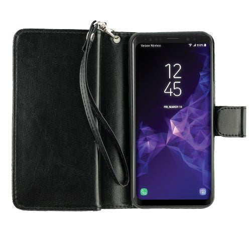 Handmade Black Bling Wallet Detachable Samsung S9 Plus
