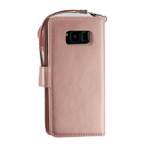 Pink Flower Bling Detachable Wallet Samsung S8 Plus - Bling Cases.com