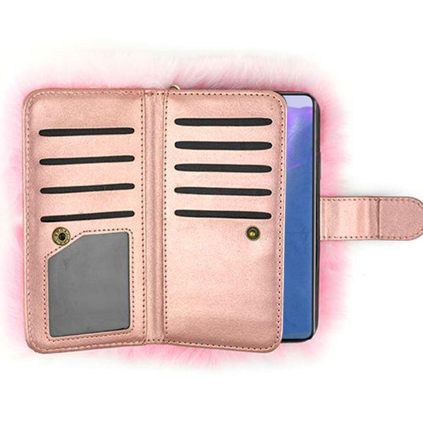 Fur Detachable Wallet Light Pink Samsung  Note 20