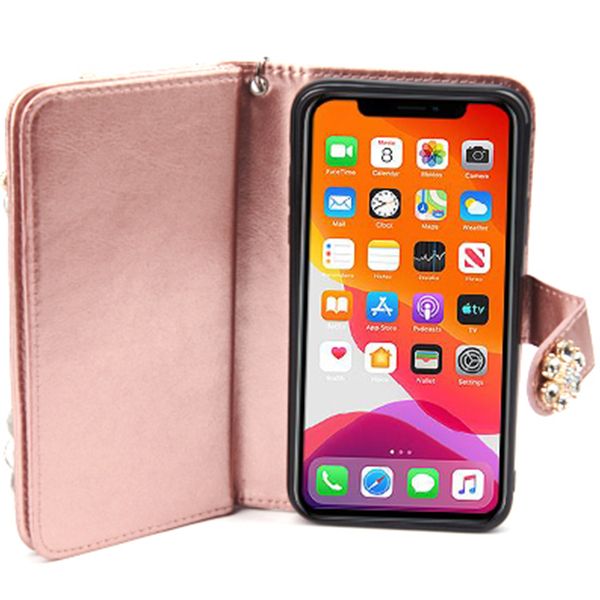 Handmade Detachable Bling Fox Rose Gold Wallet Iphone 11 Pro Max