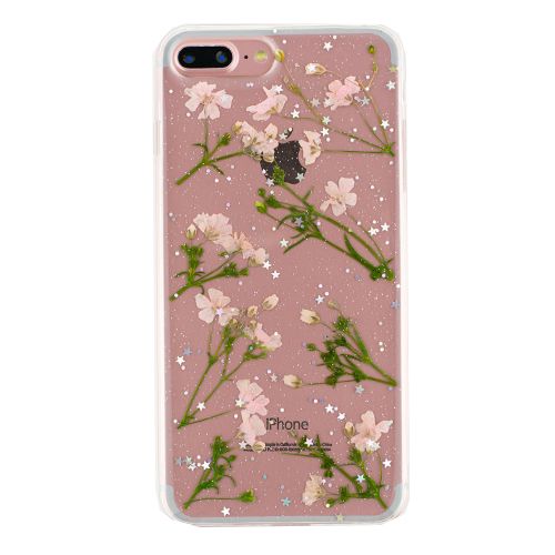 Real Flowers Pink Green Leaves Iphone 7/8 Plus - Bling Cases.com