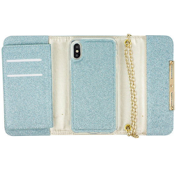 Glitter Detachable Purse Skyblue  Iphone 10/X/XS